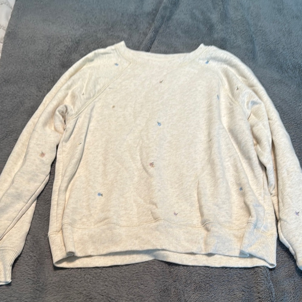 Women's Cream Sweater with flowers